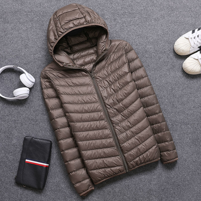 Autumn and winter new men's light down cotton jacket men's stand collar short fashion jacket hooded middle-aged and elderly warm cotton-padded jacket