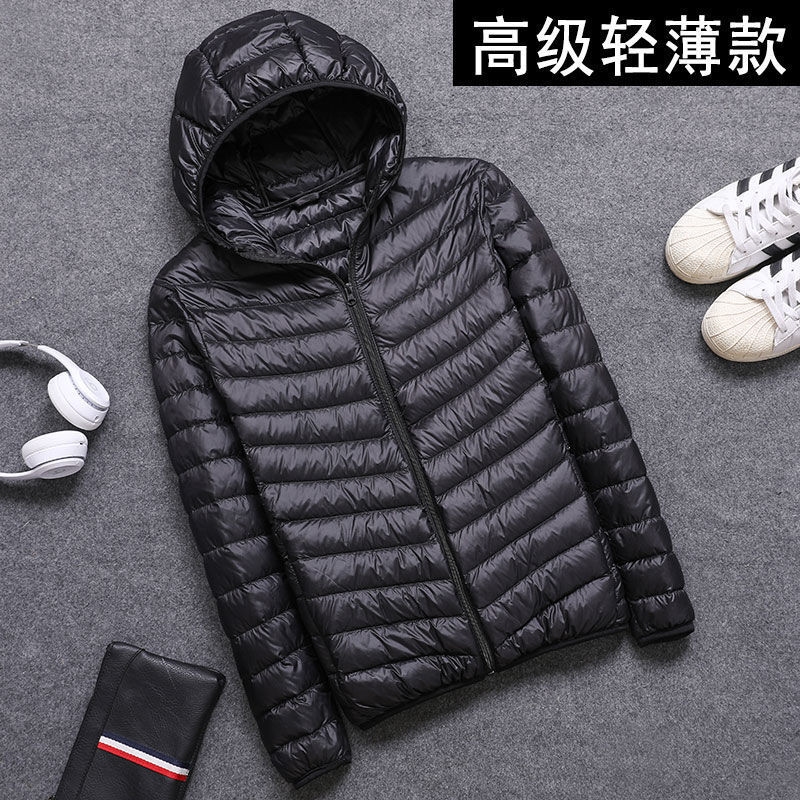 Autumn and winter new men's light down cotton jacket men's stand collar short fashion jacket hooded middle-aged and elderly warm cotton-padded jacket