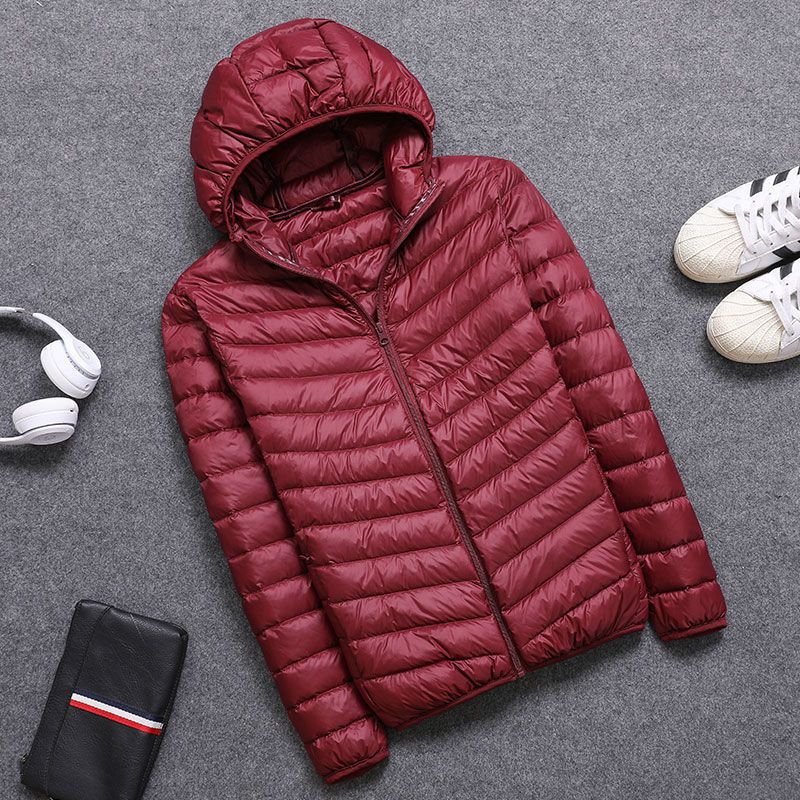 Autumn and winter new men's light down cotton jacket men's stand collar short fashion jacket hooded middle-aged and elderly warm cotton-padded jacket