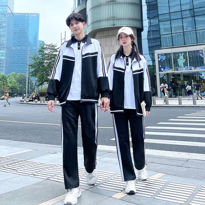 黑白校服套装高中生韩版ins短袖t恤学院风初中生运动会三件套班服
