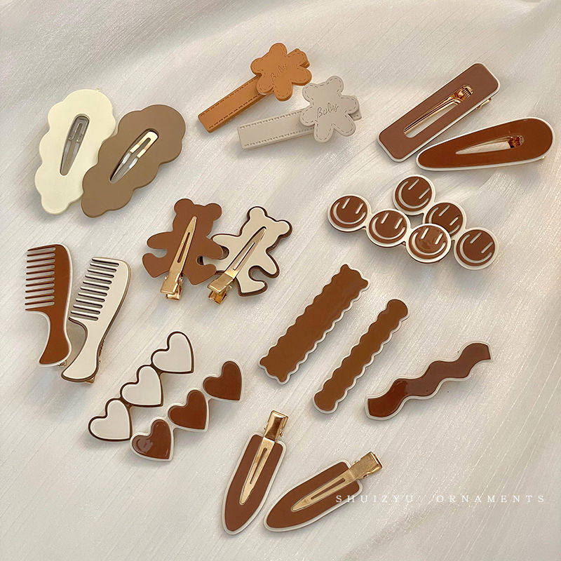 Coffee-colored hairpins for women, hairpins, seamless hairpins, broken hair bangs, side clips, internet celebrity 2022 new style