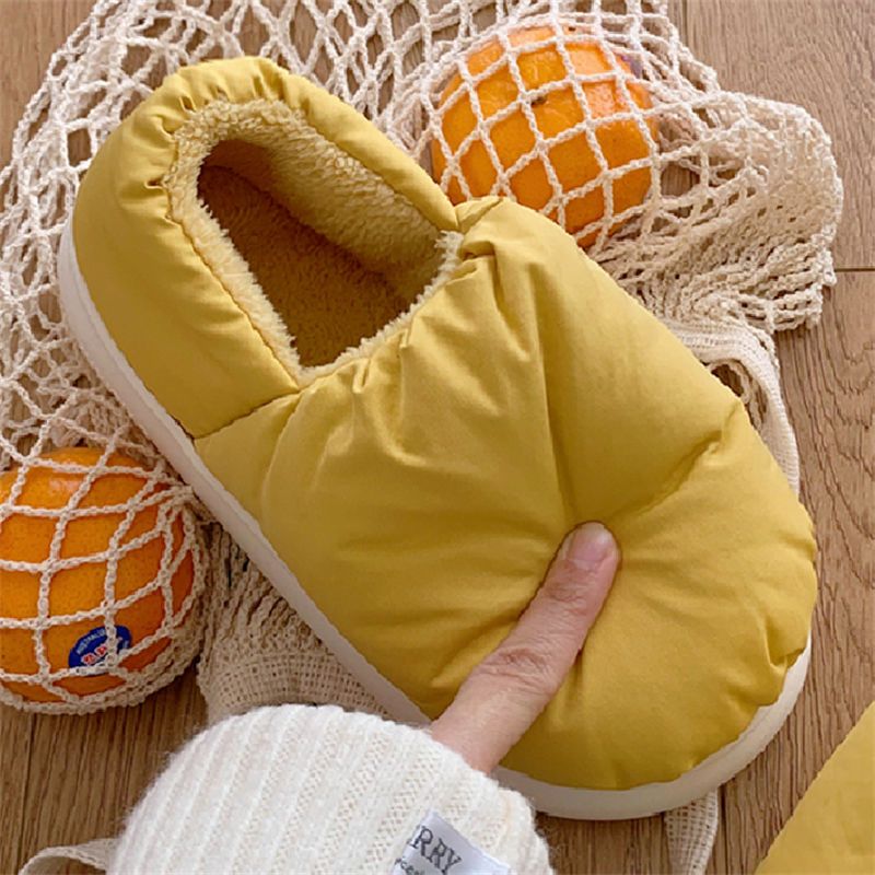 Thin strips indoor and outdoor wear non-slip warm bread cotton shoes women winter couples home plus velvet all-inclusive cotton slippers
