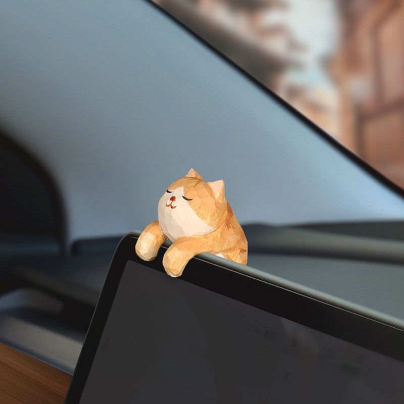 小胖橘特斯拉汽车创意中控屏幕摆件猫车载中控台内饰车内装饰用品