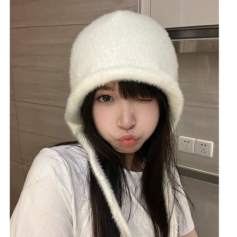 帽子女秋冬季时尚韩版护耳针织帽日系素颜百搭小众包头帽个性可爱