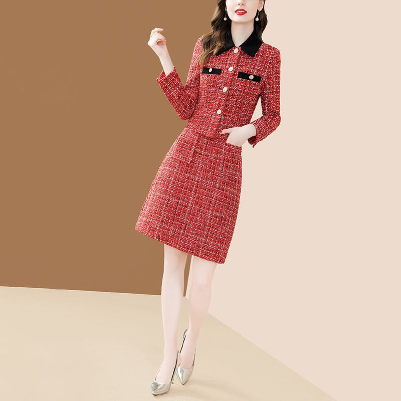 Temperament celebrity small fragrance suit skirt female 2022 autumn and winter new tweed suit short skirt small two-piece suit