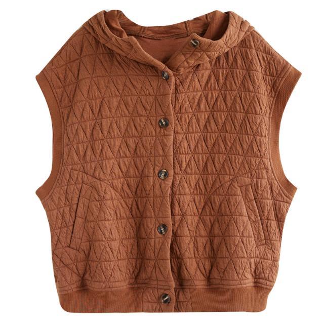 Loose large size women's clothing lazy casual solid color vest women winter outerwear hooded sweater vest jacket women autumn and winter