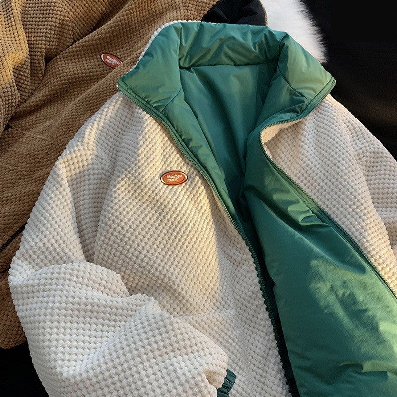 Wearing both sides of winter men's thickened insulation, standing collar, ethnic style cotton jacket,_voghion.com