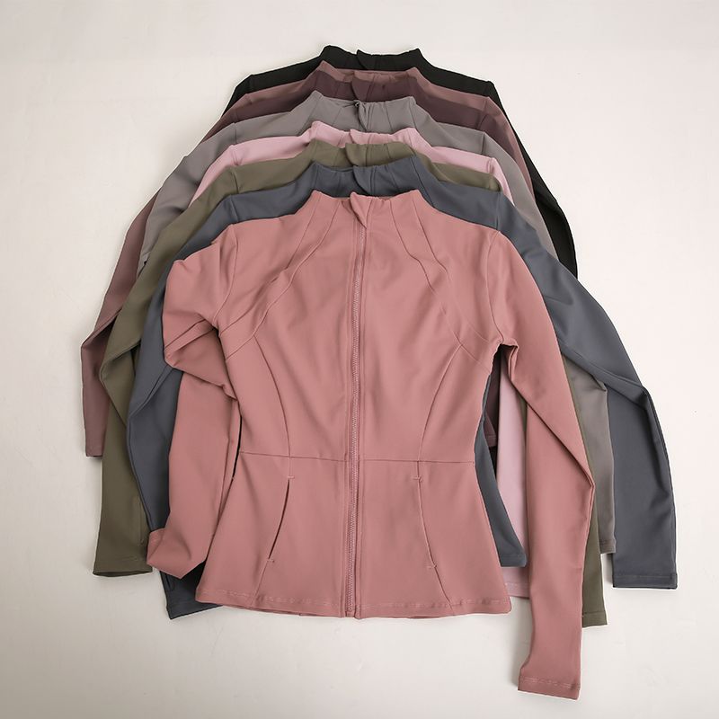 2022 new self-reserved style nude comfortable fitness jacket female yoga clothing long-sleeved jacket fitness top female