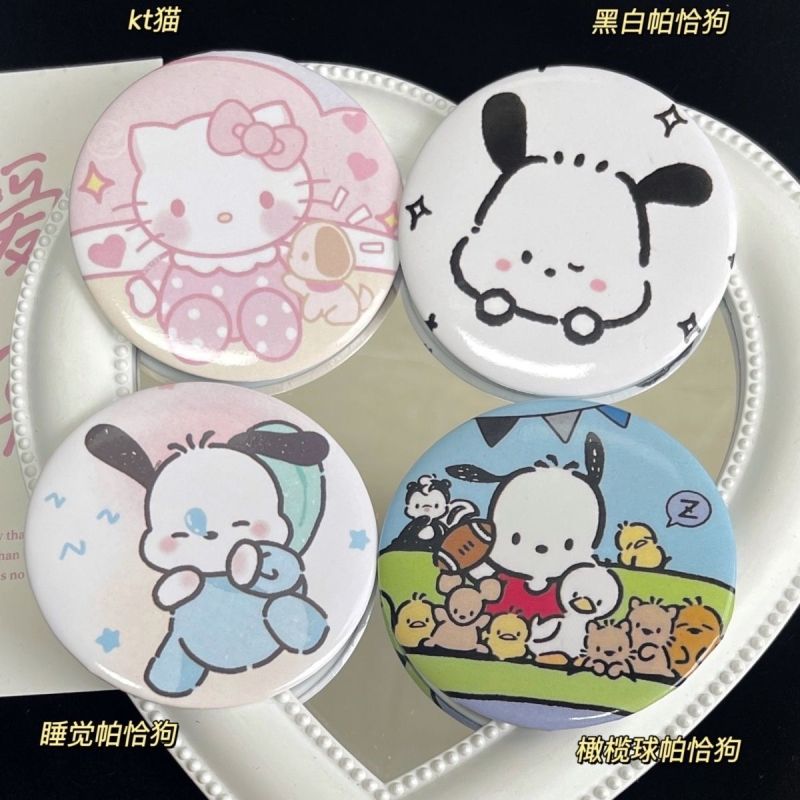 帕恰狗kt貓小圓鏡卡通小鏡子隨身便捷少女心化妝鏡送禮好物