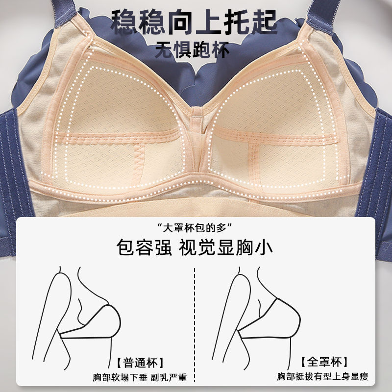 Underwear women's thin section big breasts show small collection sub-breast anti-sagging corset chest women's les ultra-flat anti-sagging wrapped bra bra