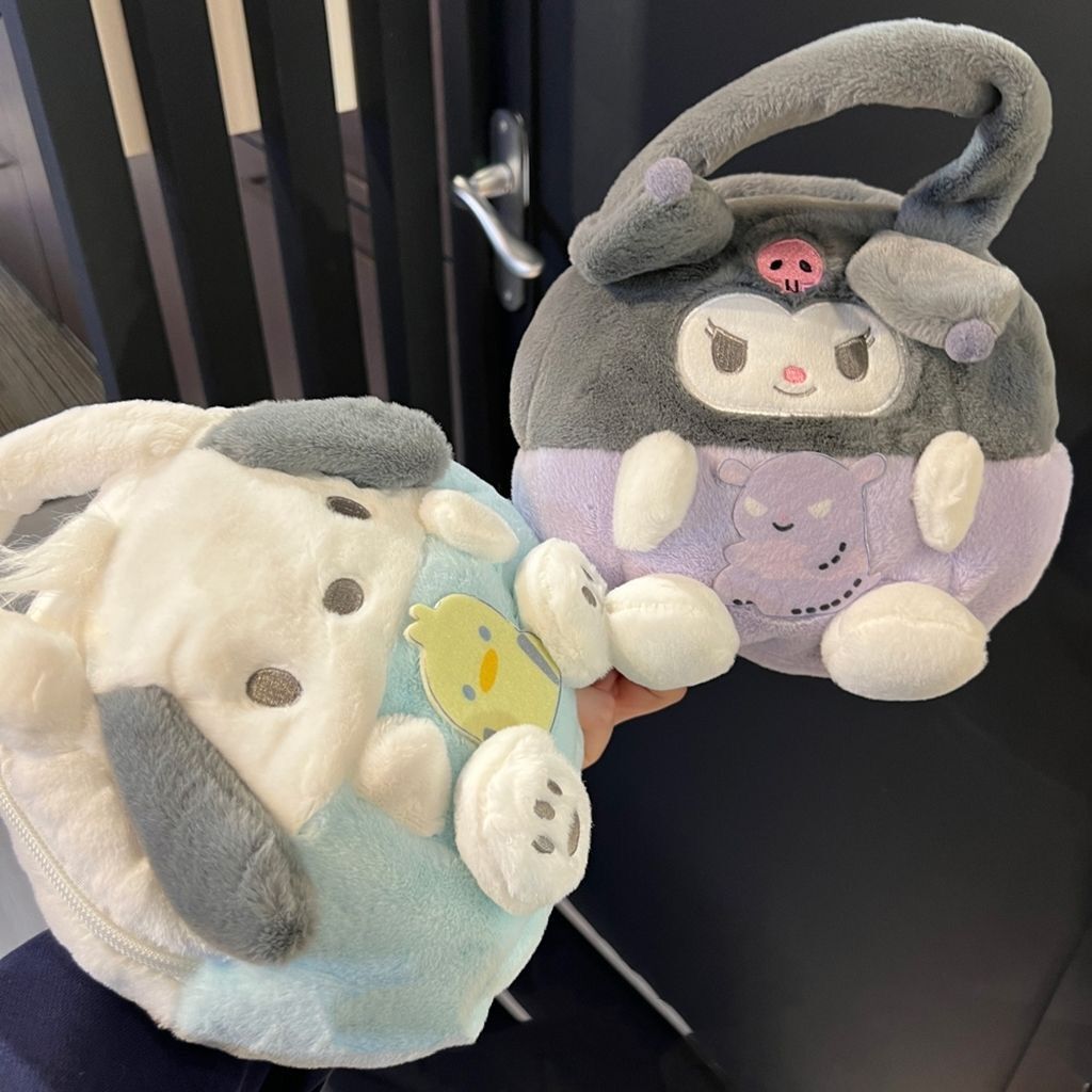 ins風日系可愛帕恰狗毛絨手提包女學生秋冬季卡通兒童手拎包迷你