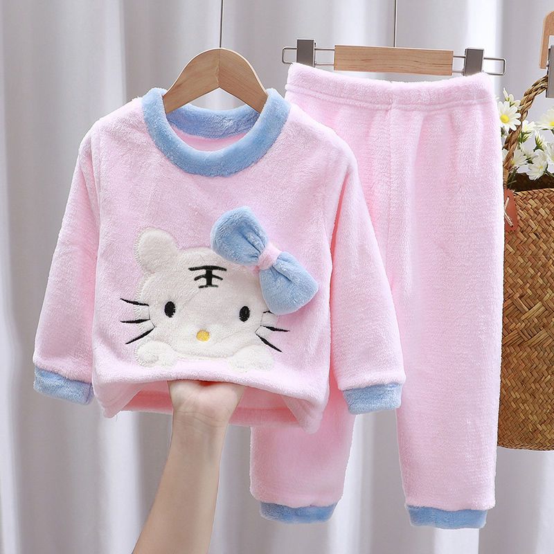 Children's winter super cute home clothes princess girl child long pajamas winter