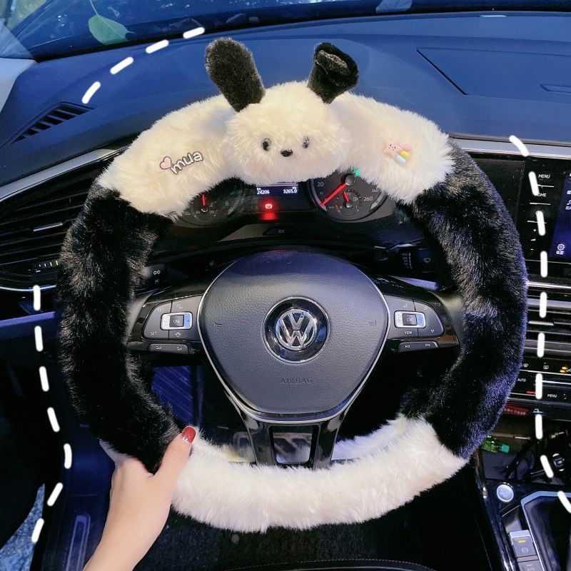 冬季帕恰狗可爱汽车方向盘套保暖毛绒男女卡通网红防滑车把套女神