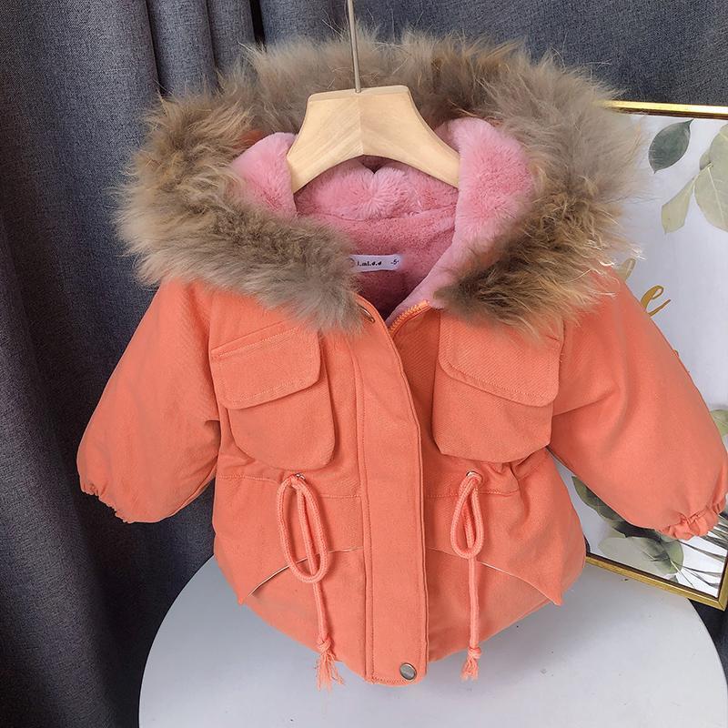Girls' cotton coat 2023 new winter coat plus velvet thickened cotton coat children's baby winter super thick cotton coat