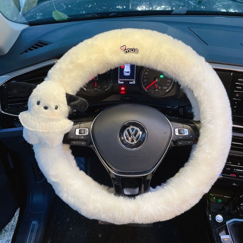 冬季帕恰狗可爱汽车方向盘套保暖毛绒男女卡通网红防滑车把套女神