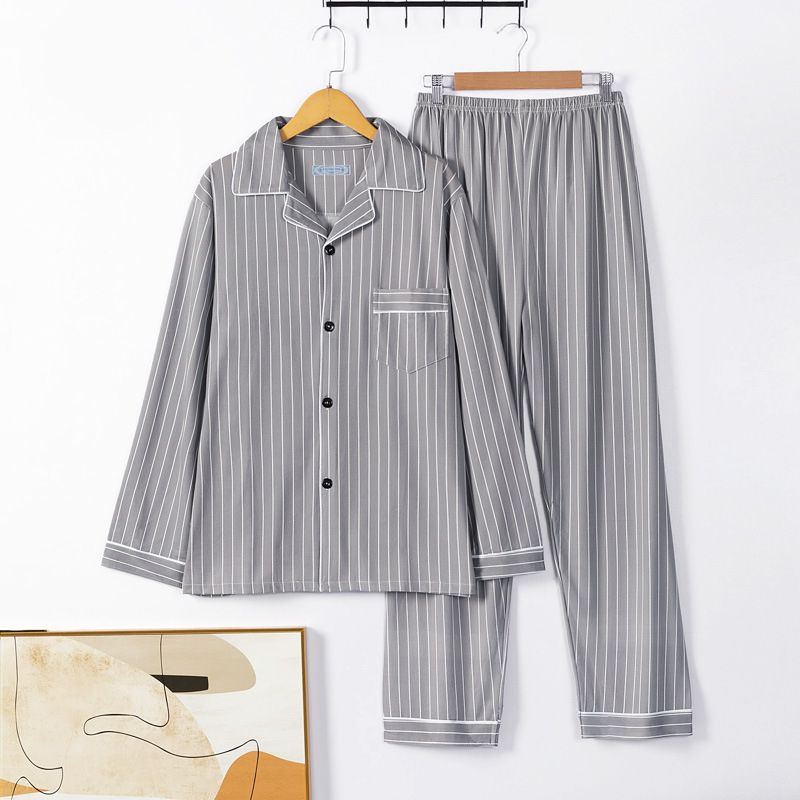 New men's pajamas men's spring and autumn long-sleeved trousers home service men's autumn and winter thin suit men
