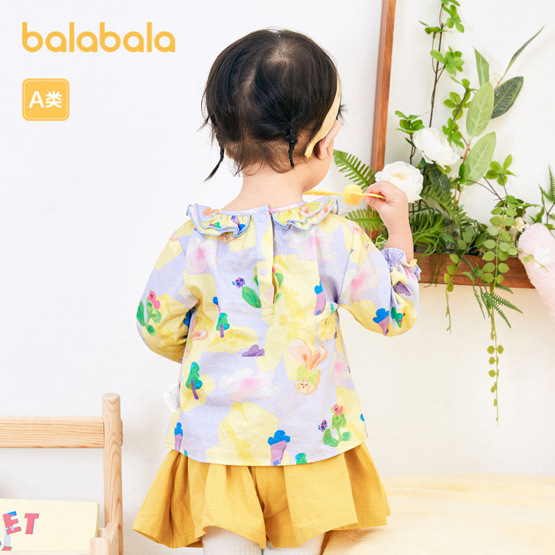 Balabala Baby Shirt Thin Girls Shirt Bottom Clothes Literary and Western Style Caro.Ni IP