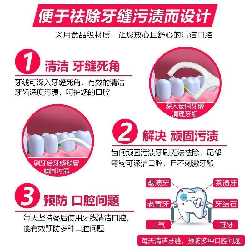 剔牙线超细牙线棒家庭装牙线成人一次性剔牙牙签安全神器独立包装