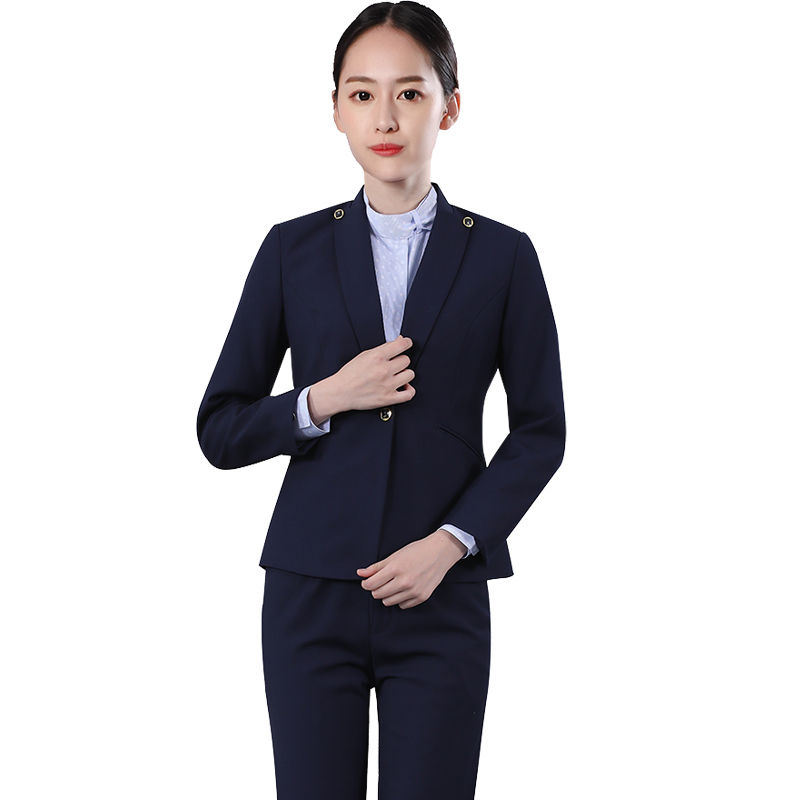 新款中国移动工作服女长袖衬衫冬藏蓝外套移动营业厅制服裤子套装