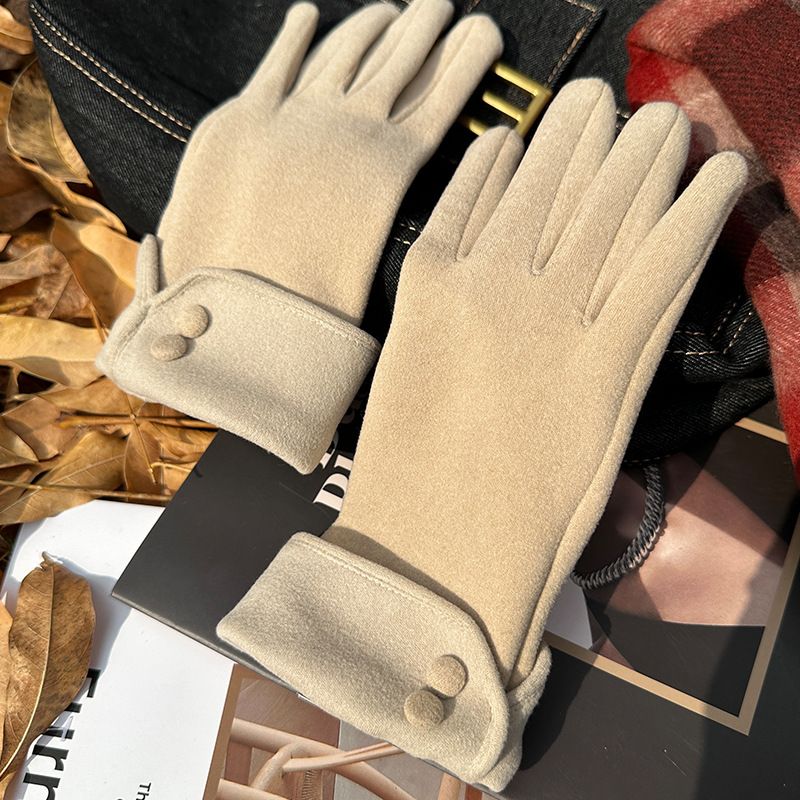 Damen Handschuhe Mit Touch-funktion Aus Samtigem Material_voghion.com