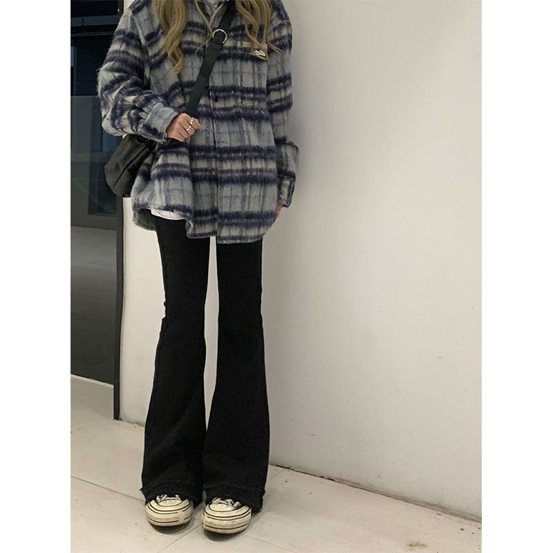 復古小香風格子毛呢外套女秋冬新款寬鬆百搭高級感小眾翻領上衣潮