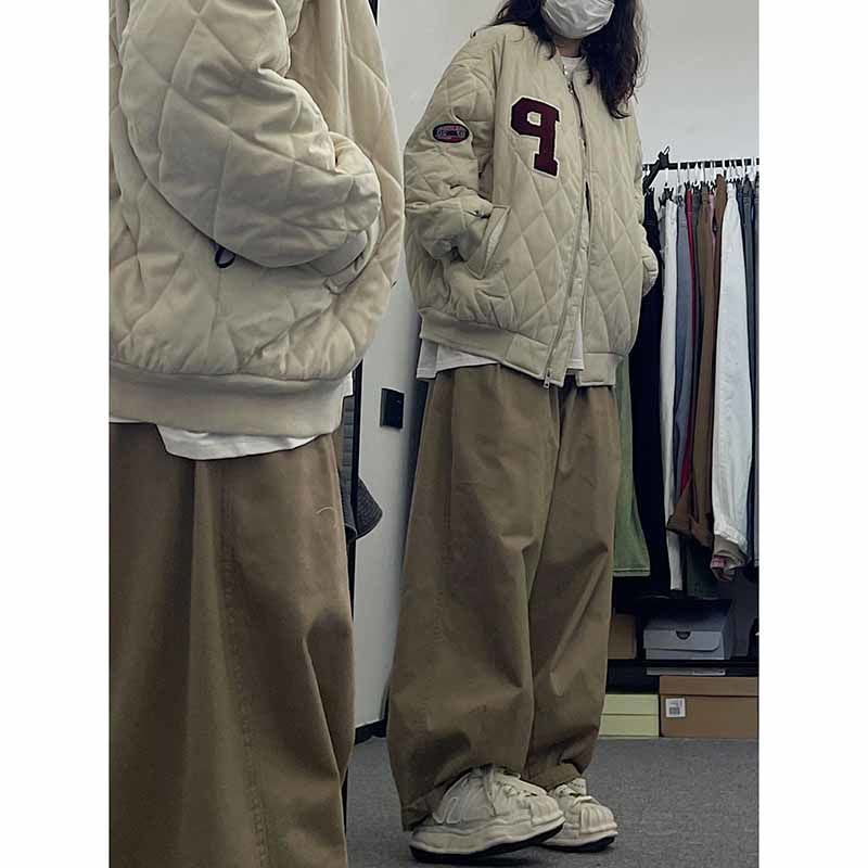 韓版菱格字母棉衣棉服女冬季2023新款oversize加厚寬鬆麵包服外套