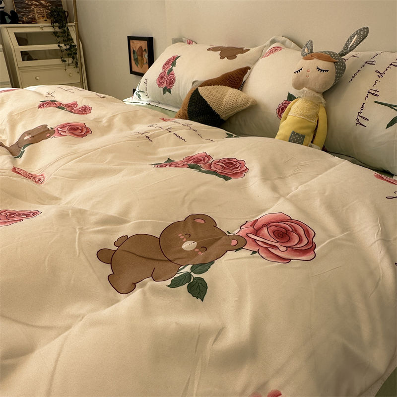 田园风花园小兔被套床上用品水洗棉四件套学生宿舍床单1.5m三件套