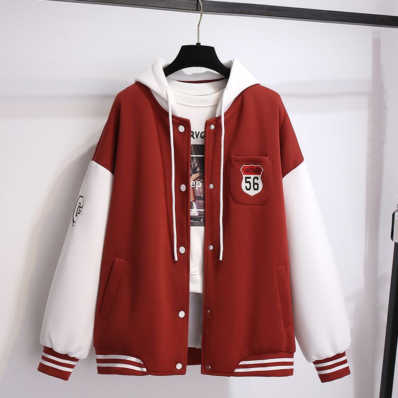 大碼300斤美式連帽衛衣女2023春秋薄款寬鬆設計感開衫棒球服外套