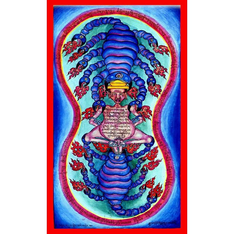 忿怒莲师火焰铁蝎咒轮佛卡片威猛炽燃九头铁蝎子降魔除障相纸塑封