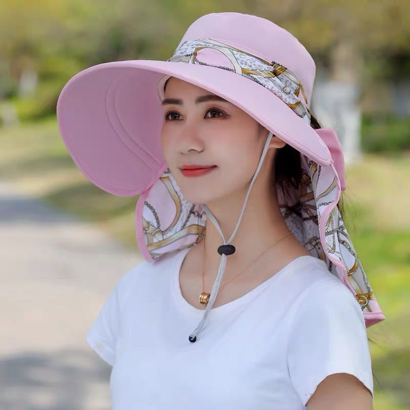 【下单立送】新款夏季防晒帽子防太阳能采茶帽两用帽子面罩一体帽