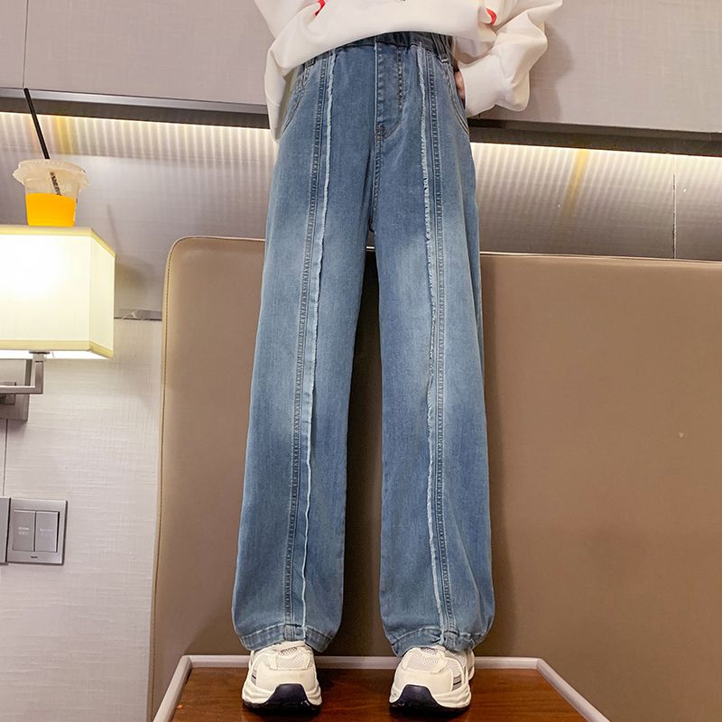 女童套装裤子卫衣春装新款爆款春秋女孩洋气时髦宽松直筒牛仔裤