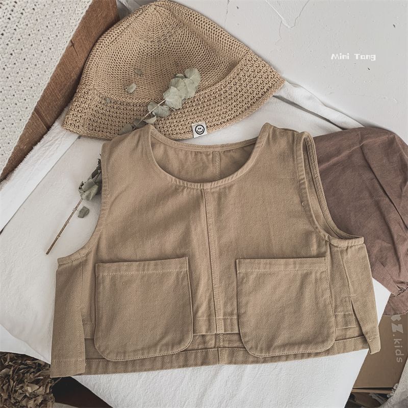 Cute children's wear~personalized Japanese and Korean children's retro small vest neutral boys and girls baby vest vest spring and autumn