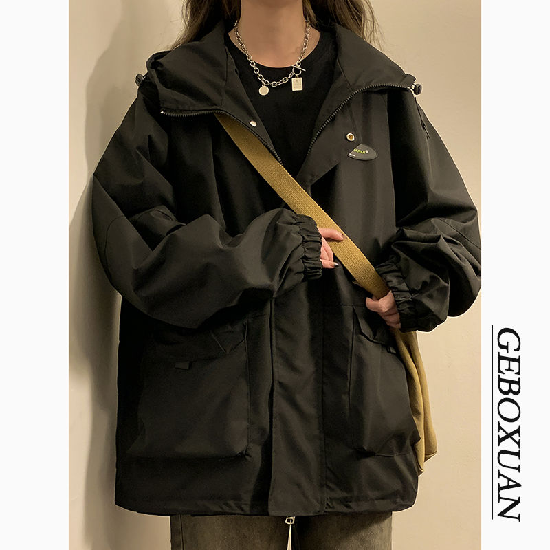 衝鋒衣外套女復古高級設計感小眾春季ulzzang港風美式工裝夾克潮