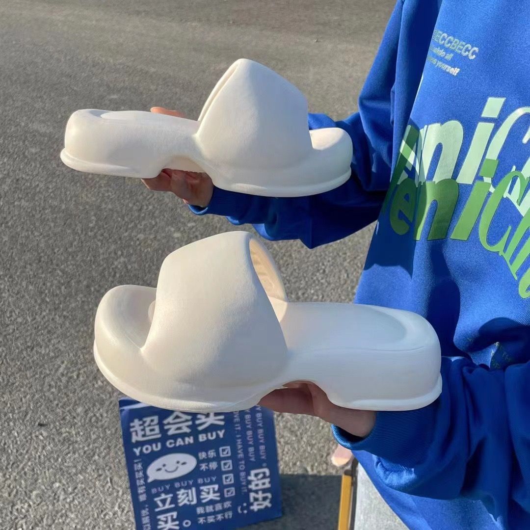爆款小眾拖鞋女夏季時尚外穿百搭厚底高跟涼拖鞋室內防滑EVA拖鞋
