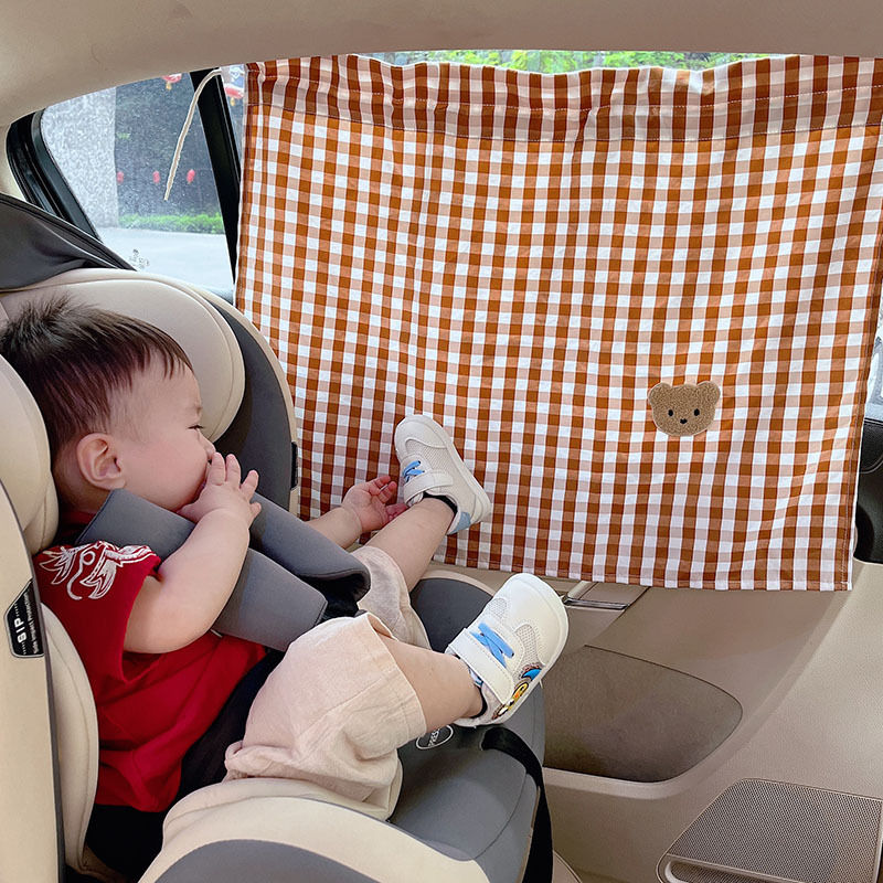 韩国ins汽车窗帘吸盘式儿童防晒车遮阳帘车用宝宝婴儿遮光帘小熊