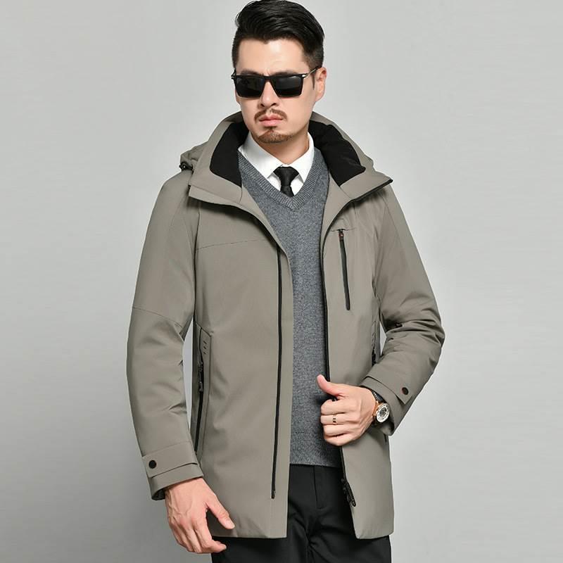 羽服风衣男冬新品季中长款外时绒尚白9828鸭男式保绒暖羽绒服套