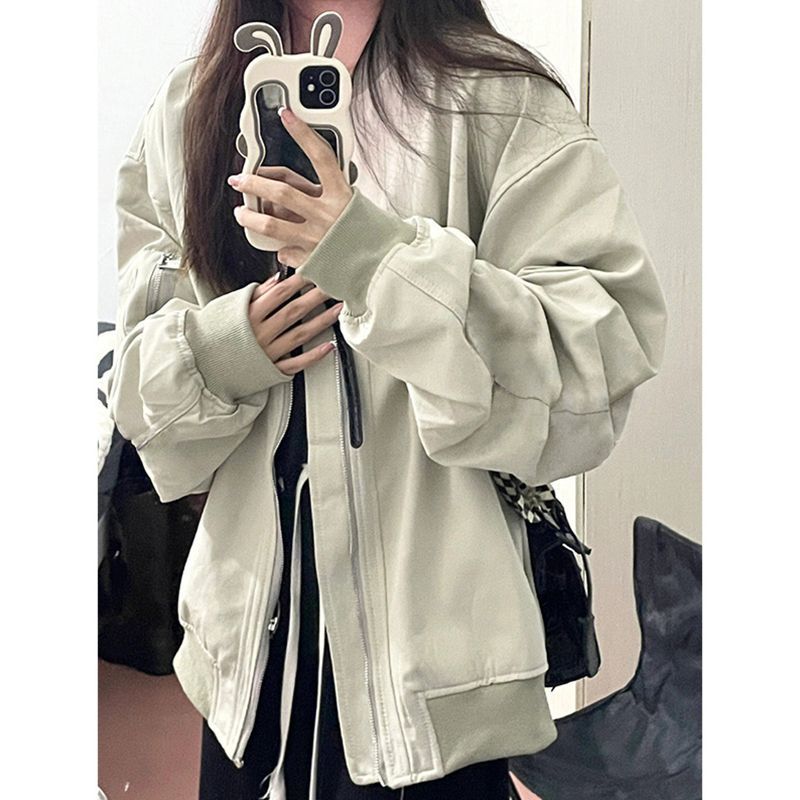 American hiphop bomber jacket baseball uniform for women spring and summer ins design niche vintage jacket spring