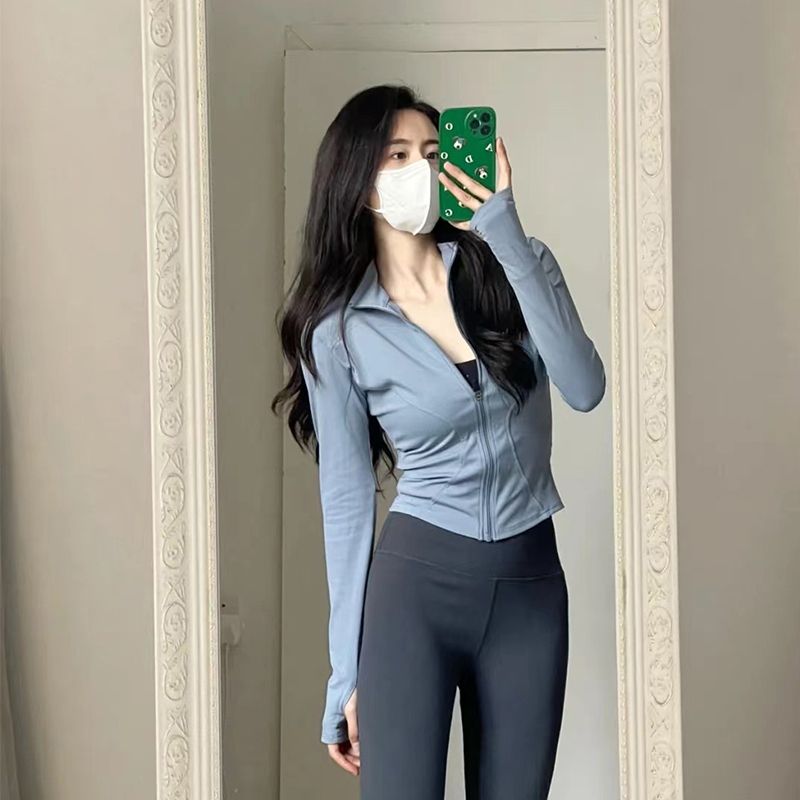 瑜伽服女秋冬運動上衣拉鏈開衫健身外套跑步夾克透氣修身速干長袖