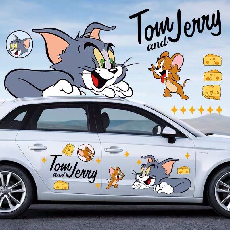 猫和老鼠车贴 汤姆和杰瑞车贴 摩托车电动车卡通贴纸遮挡划痕车门