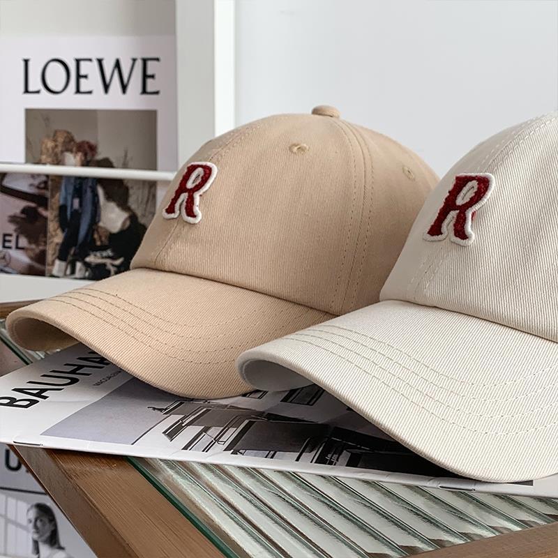 R letter hat baseball cap women's casual big head circumference American style face small increase deepening wide brim peaked hat
