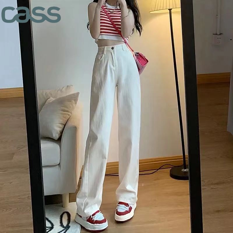 牛仔褲女春秋季2023年新款收腰設計百搭寬鬆顯瘦闊腿拖地牛仔褲女