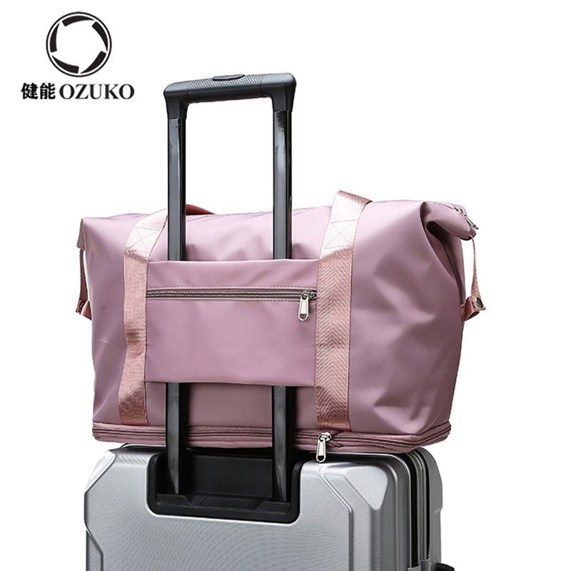 健能大容量旅行包女轻便手提登机包学生可套拉杆箱行李包收纳袋