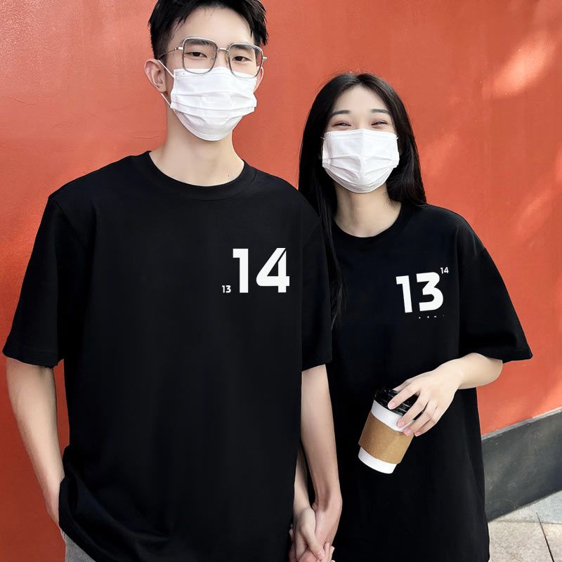 发两件不一样情侣装夏装t恤2026新款潮流网红超火法式短袖套装