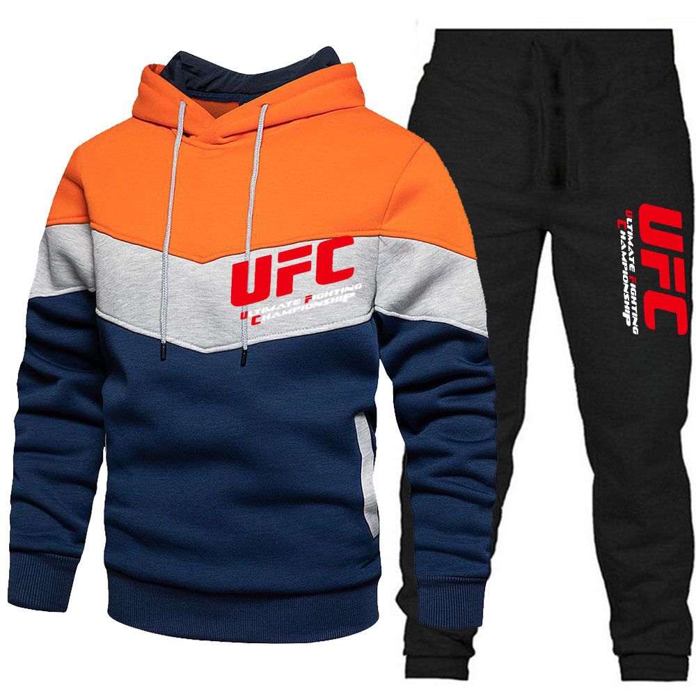 Frühling und Herbst Herren Sport Set 2021 Neue Farbe blockiert Hoodie Hosen_voghion.com