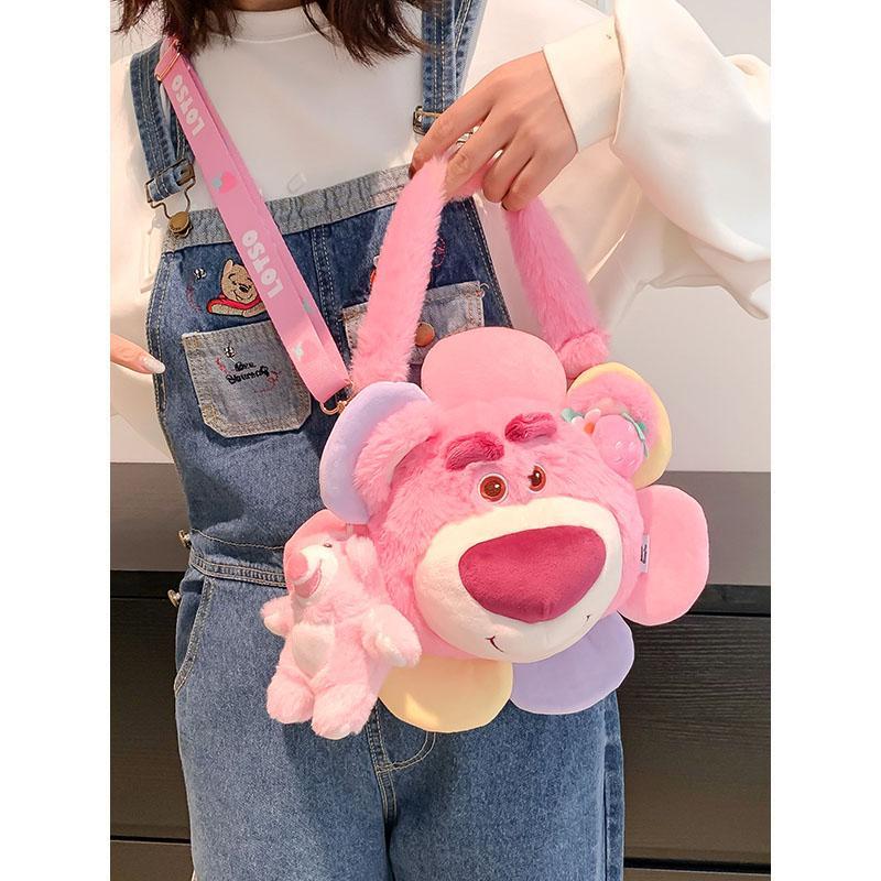 Sunflower Strawberry Bear Plush Bag Women's  New Trendy Fashion Niche Cartoon Portable Shoulder Crossbody Bag