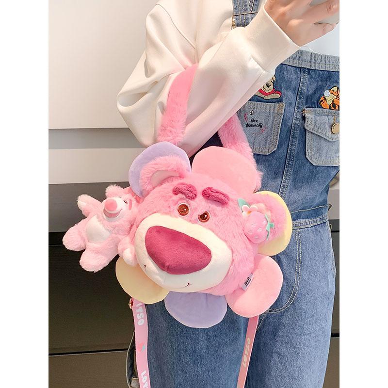 Sunflower Strawberry Bear Plush Bag Women's  New Trendy Fashion Niche Cartoon Portable Shoulder Crossbody Bag