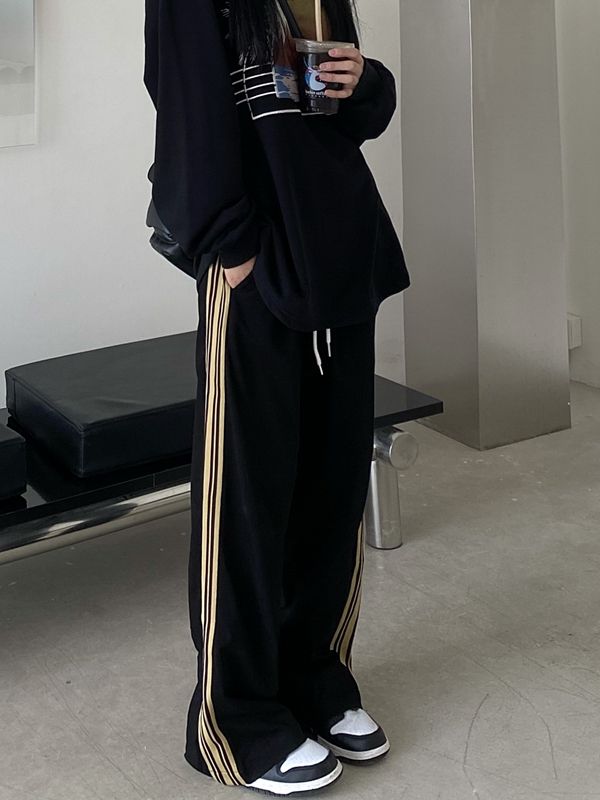 美式復古休閒褲女大碼胖mm顯瘦2-300斤春夏款褲子垂墜感直筒長褲