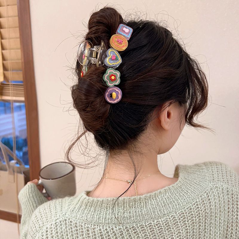 糖果味~少女心果凍髮夾女後腦勺抓夾盤發鯊魚夾子頭飾高馬尾發卡