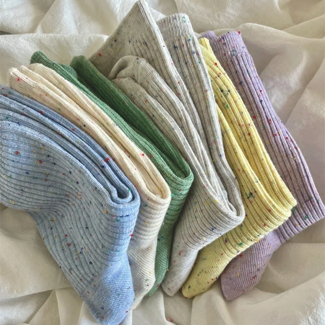 袜子女夏季薄款日系袜子堆堆袜中筒学生袜韩版细条纯色简约百搭
