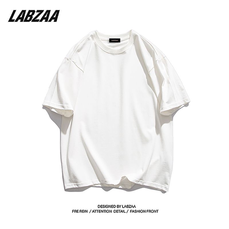 LABZAA pure cotton American style white brown short-sleeved T-shirt women's summer solid color basic casual all-match ins top